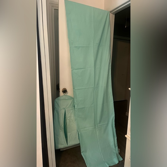 Teal infant/ baby room set of 3, Two curtains and a diaper stacker, Custom Made - Picture 2 of 8